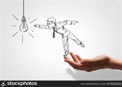 Caricature of businessman. Hand drawing image of businessman. Business challenge
