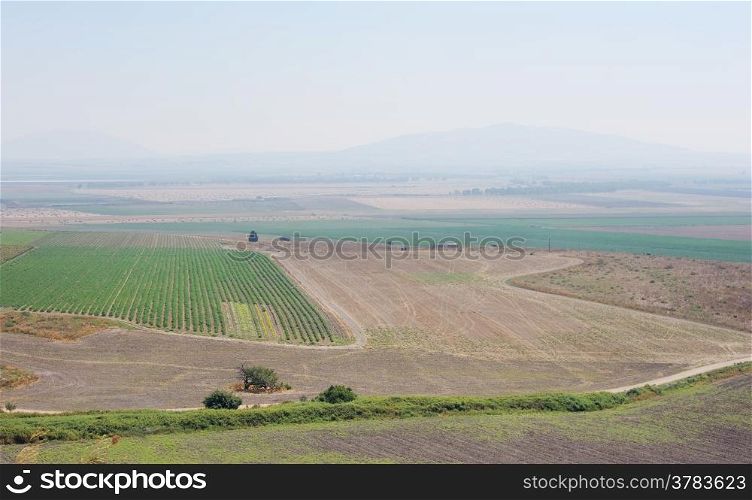 Carmel Valley in northern Israel, the view from the hill of Megiddo.