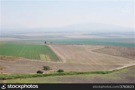 Carmel Valley in northern Israel, the view from the hill of Megiddo.