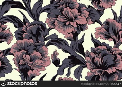 Carnation flower seamless pattern. Floral seamless background. Generative AI.. Carnation flower seamless pattern. Floral seamless background. Generative AI