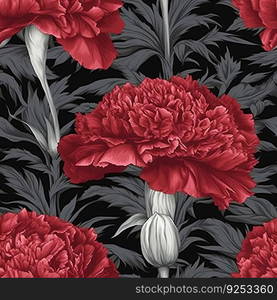 Carnation flower seamless pattern. Floral seamless background. Generative AI.. Carnation flower seamless pattern. Floral seamless background. Generative AI