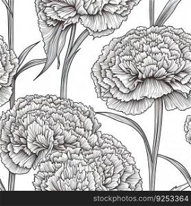 Carnation flower seamless pattern. Floral seamless background. Generative AI.. Carnation flower seamless pattern. Floral seamless background. Generative AI