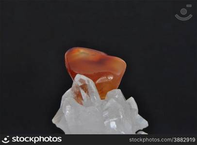 Carnelian on rock crystal