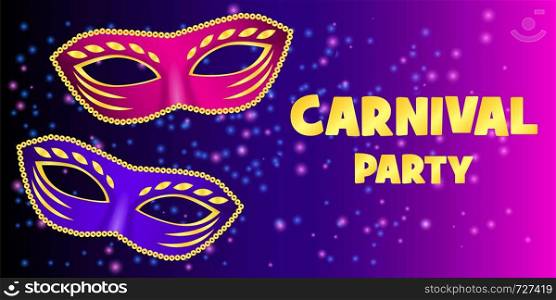 Carnival party banner. Realistic illustration of carnival party vector banner for web. Carnival party banner, realistic style