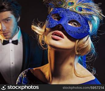 Carnival party for handsome man and his wife
