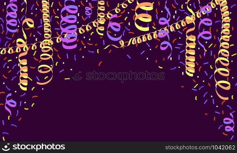 Carnival serpentine concept banner. Flat illustration of carnival serpentine vector concept banner for web design. Carnival serpentine concept banner, flat style
