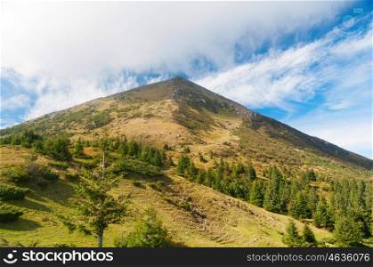 Carpathian autumn mountains landscape. View the Petros mount, Ukraine