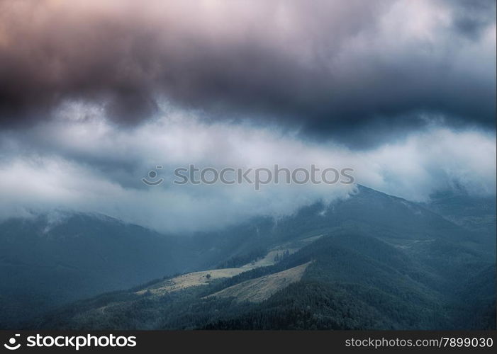 Carpathian mountains before rain, Ukraine