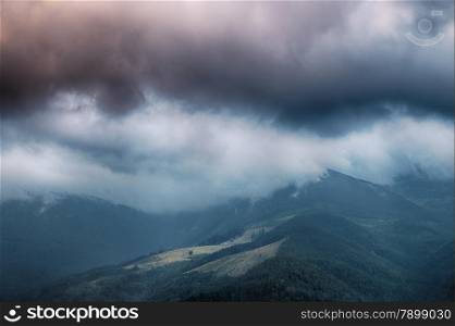 Carpathian mountains before rain, Ukraine