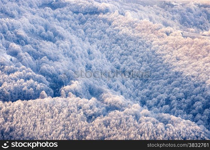 Carpathian mountains frozen hills, Ukraine