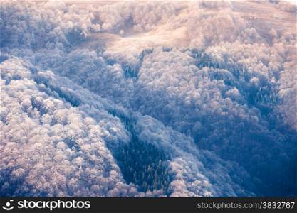 Carpathian mountains frozen hills, Ukraine