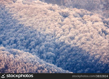 Carpathian mountains frozen hills, Ukraine