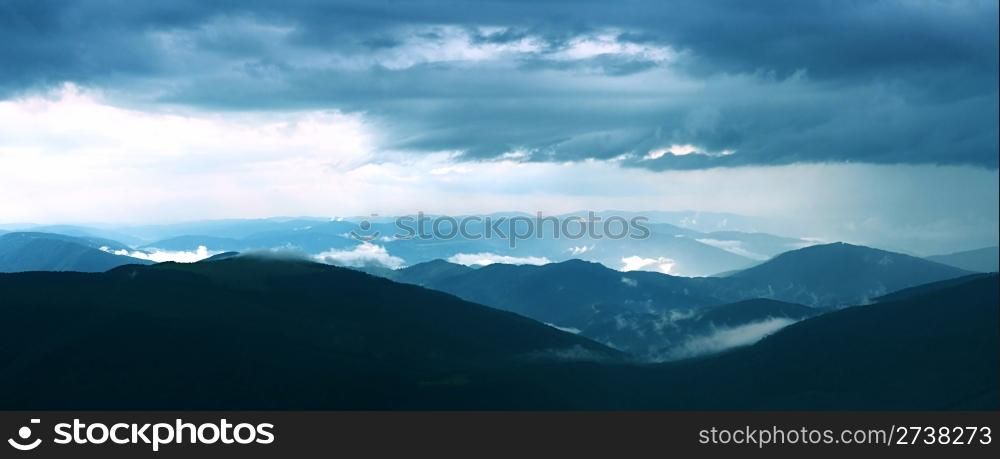 Carpathian Mountains in the sunset