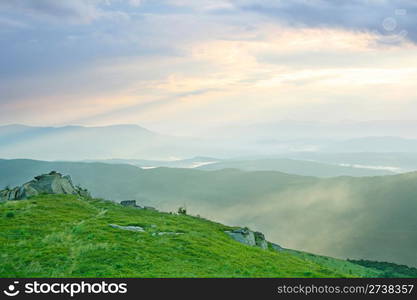 Carpathian Mountains in the sunset