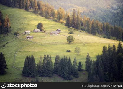 Carpathian mountains rural landscape. Carpathian mountains, Ukraine