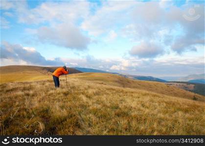 Carpathian Mountains (Ukraine) autumn landscape and photographer