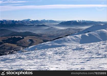 Carpathian mountains winter landscape, Ukraine