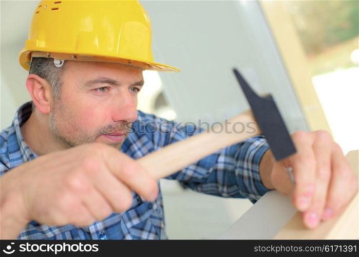 Carpenter with a hammer