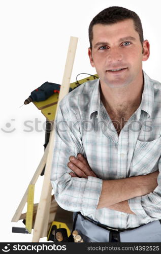 Carpenter with a workbench