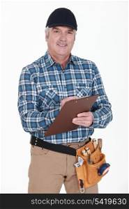 Carpenter with clipboard