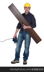 Carpenter with electric saw