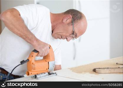 Carpenter working on a project