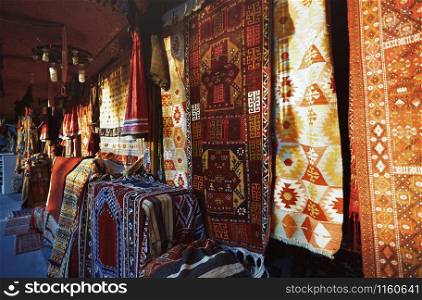 Carpet shop at the street market. Istanbul, Turkey