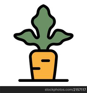 Carrot in ground icon. Outline carrot in ground vector icon color flat isolated. Carrot in ground icon color outline vector