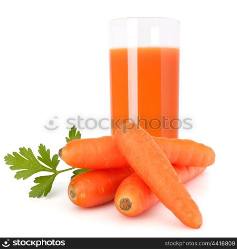 Carrot juice glass isolated on white background