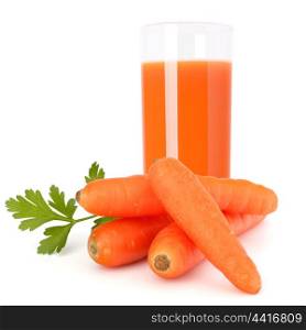 Carrot juice glass isolated on white background