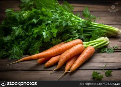 Carrot parsley on table. Organic raw fresh. Generate Ai. Carrot parsley on table. Generate Ai