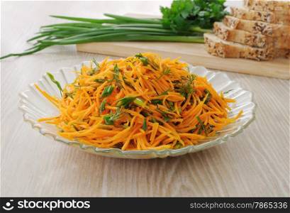 Carrot salad with green onion and dill