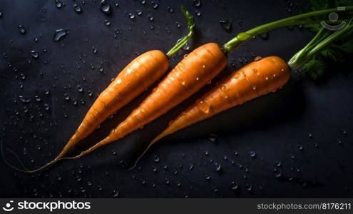 Carrot seamless background with water drops, top view, flat lay. Generative AI. High quality illustration. Carrot seamless background with water drops, top view, flat lay. Generative AI