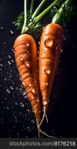 Carrot seamless background with water drops, top view, flat lay. Generative AI. High quality illustration. Carrot seamless background with water drops, top view, flat lay. Generative AI