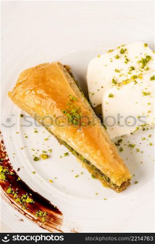 "Carrot slice baklava, Baklava with pistachio. Turkish traditional dessert. Turkish name "havuc dilimi"."