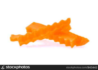 Carrot sticks blur on white background.