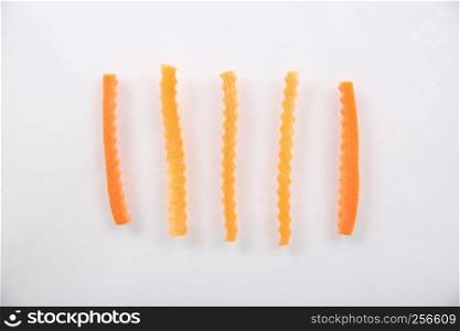 Carrot sticks slice isolated in white background