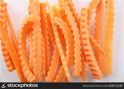Carrot sticks slice isolated in white background