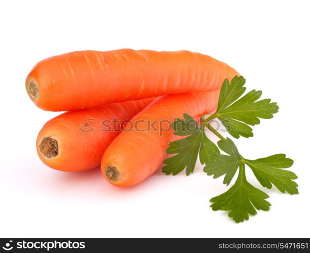 Carrot tubers isolated on white background