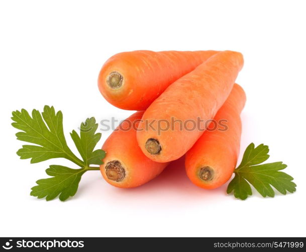 Carrot tubers isolated on white background