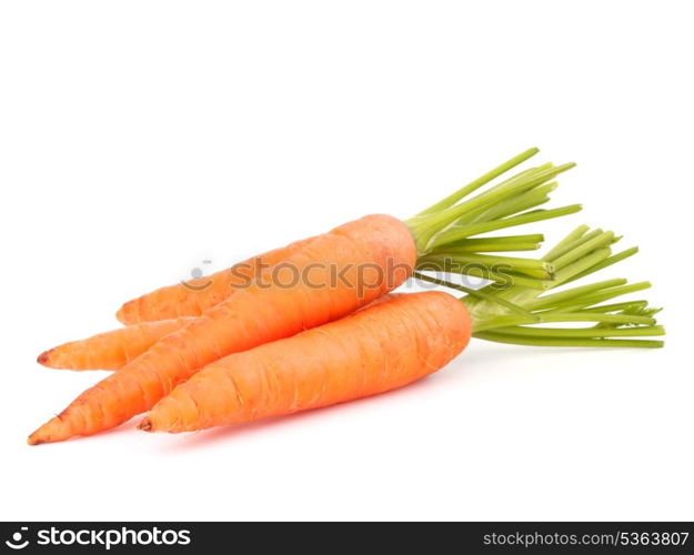 Carrot vegetable with leaves isolated on white background cutout