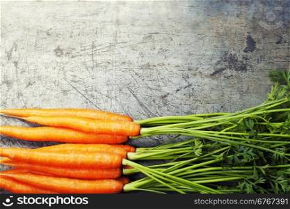 Carrots on old metal background