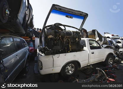 Cars in junkyard