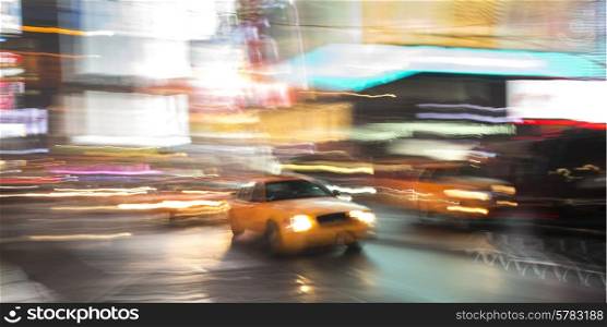 Cars moving on a street, Times Square, Manhattan, New York City, New York State, USA