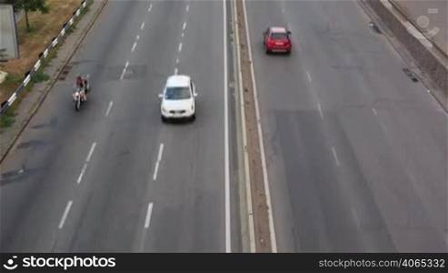 Cars on the highway timelapse, closeup view