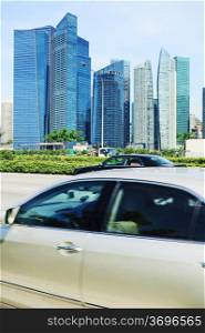 Cars on the road in Singapore. Blured motion