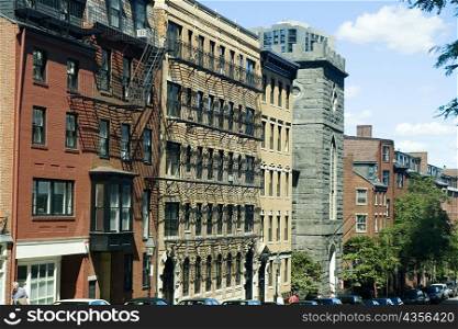 Cars parked in front of buildings, Boston, Massachusetts, USA