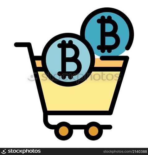 Cart cryptocurrency icon. Outline Cart cryptocurrency vector icon color flat isolated. Cart cryptocurrency icon color outline vector