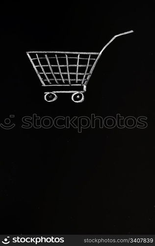 Cart drawn with chalk on a blackboard