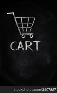 Cart drawn with chalk on a blackboard